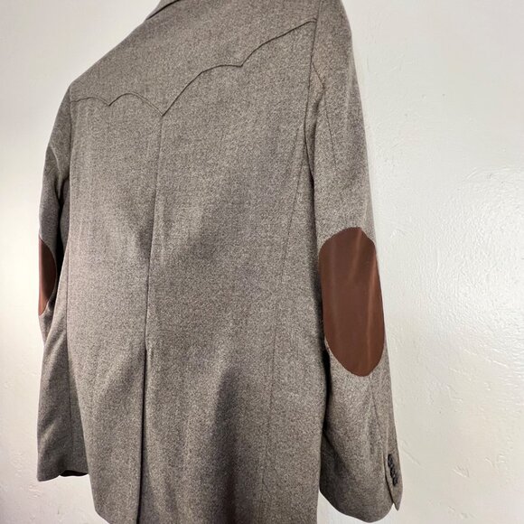 Mens Western Tweed Lambswool Blazer Leather Elbow Patches Circle S Size 48L - Picture 9 of 16